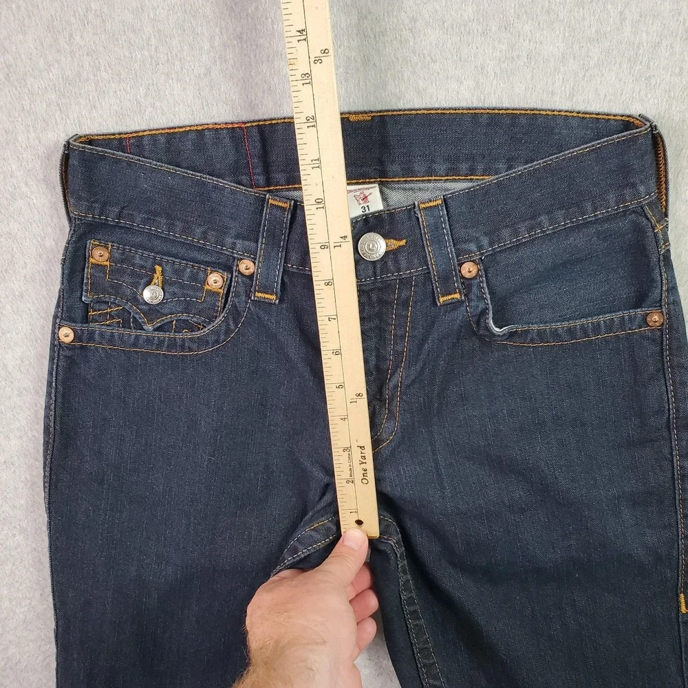 True Religion Jeans Mens 31X29 Blue Section Straight Flap Pocket Contrast Stitch
